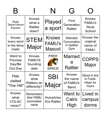 RATTLER Bingo Card