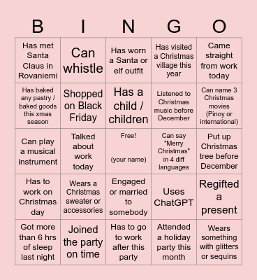 Christmas BINGO Card
