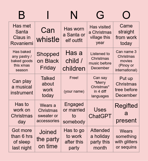 Christmas BINGO Card