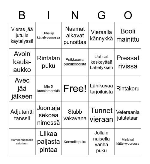 Itsenäisyyspäivä 2025 Bingo Card
