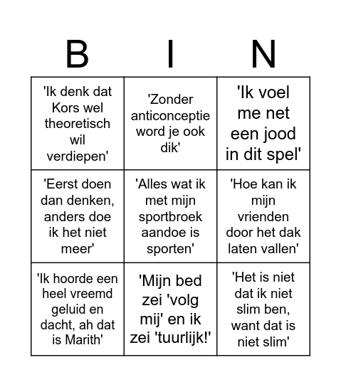 Quotes Bingo 2025 Bingo Card