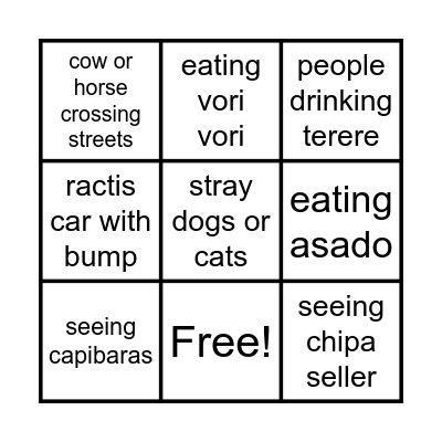 Paraguay Bingo! Bingo Card