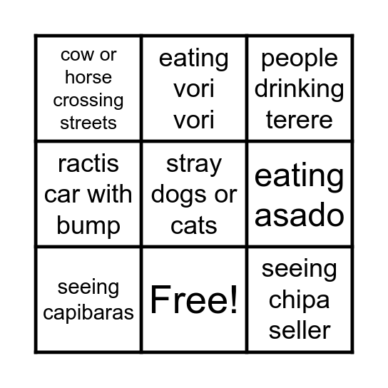 Paraguay Bingo! Bingo Card