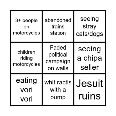 Paraguay Bingo! Bingo Card