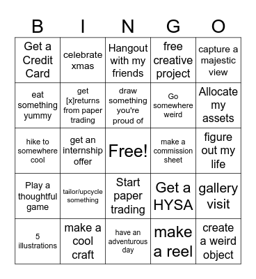 Winter Break Bingo! Bingo Card