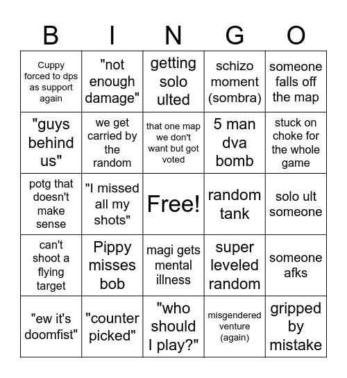 overwatch bingo Card
