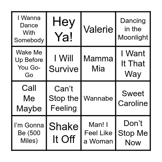 Karaoke Classics Bingo Card