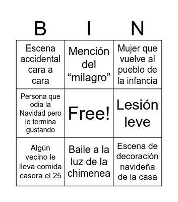 Christmas Movies Bingo Card