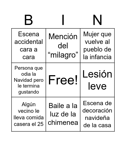 Christmas Movies Bingo Card