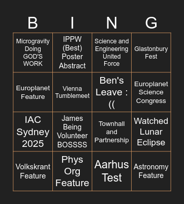 A Tumbleweed Xmas Party Bingo Card