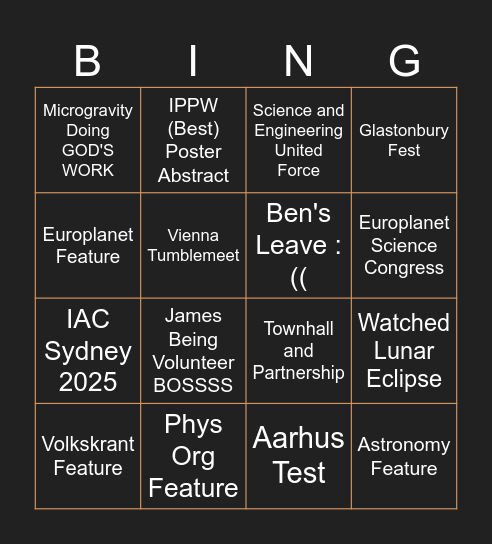 A Tumbleweed Xmas Party Bingo Card