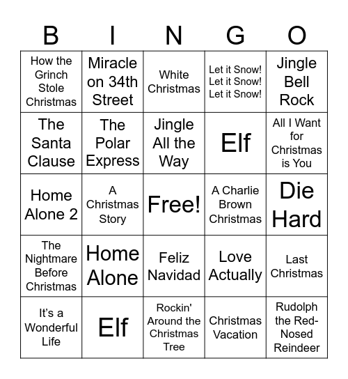 Christmas Bingo Card Bingo Card