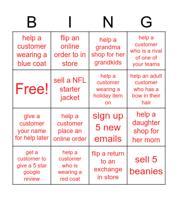 Homage Bingo Card