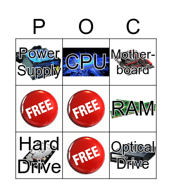 Parts of Computer Bingo Card