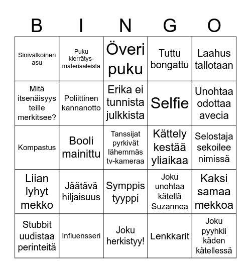 Linnan juhlat 2025 Bingo Card