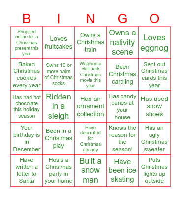 Christmas Bingo Card