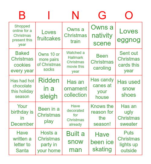 Christmas Bingo Card