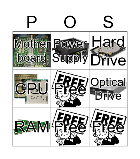 PC Parts Bingo Card