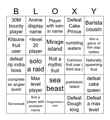 BLOX FRUITS BINGO Card