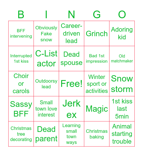 Christmas Movie Bingo Card