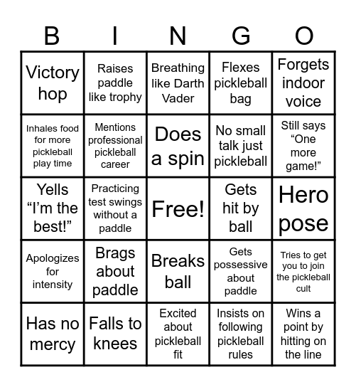 Patrick Pickleball Bingo Card