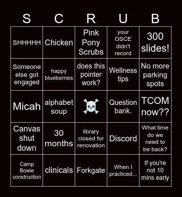 Die Didactic Bingo Card