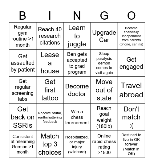 Zach 2026 Bingo Card
