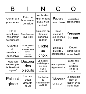Bingo de films de Noël Bingo Card