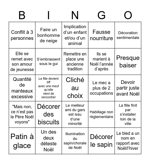 Bingo de films de Noël Bingo Card