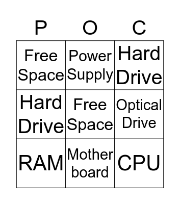 Computer Parts Bingo! Bingo Card