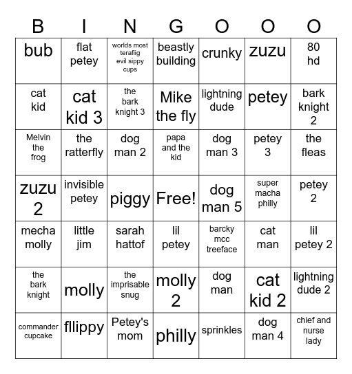 ultimate dog man bingo!!!!!!! Bingo Card