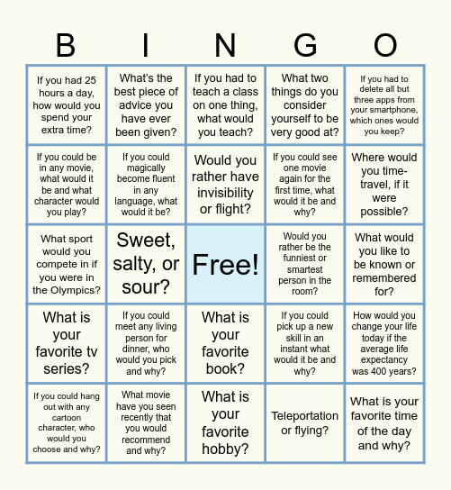 ✨⭐🌈Ice Breakers🌈⭐✨ Bingo Card