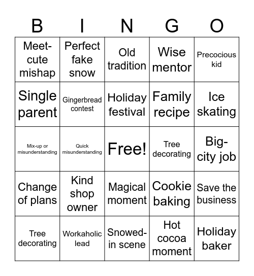 Typical Hallmark Movie Bingo Card