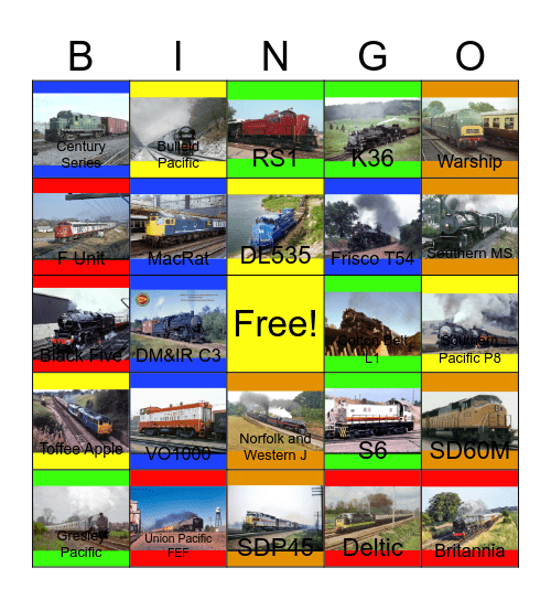 Railroads that I would like to drive a strong engine can go more quickly one day Bingo Card