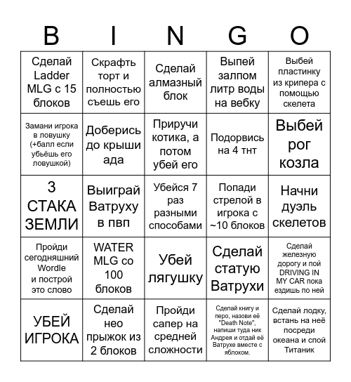 Led loh Bingo Card