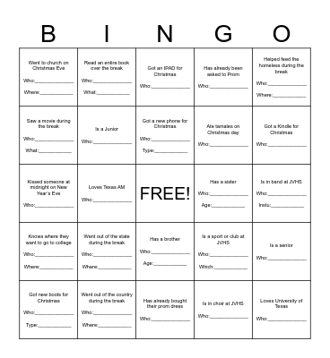 People Bingo Card