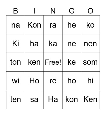 MOHAWK BINGO - SOUNDS Bingo Card