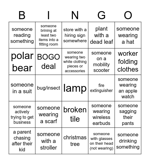 Roseville Galleria 🥀 Bingo Card