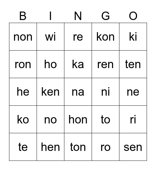 MOHAWK BINGO - SOUNDS Bingo Card