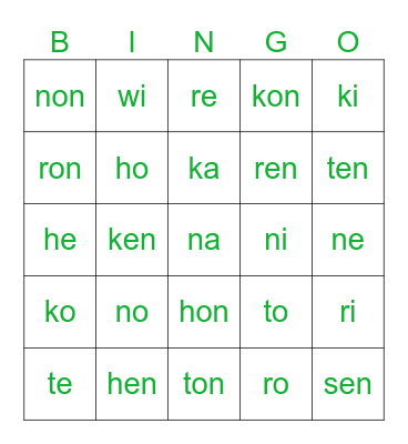 MOHAWK BINGO - SOUNDS Bingo Card