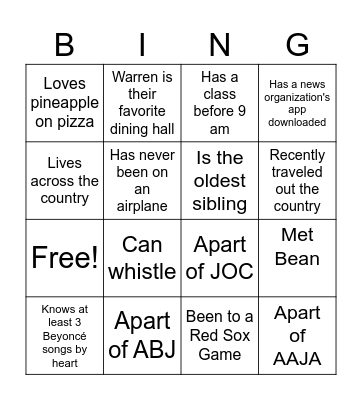 Game Night Bingo Card