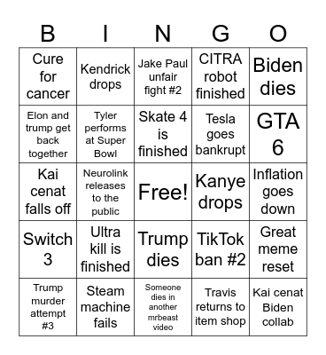 Bingo 2026 Bingo Card