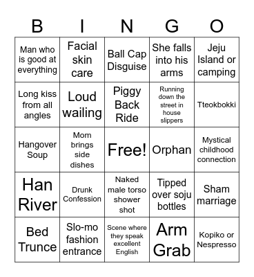 K-Drama Bingo Card