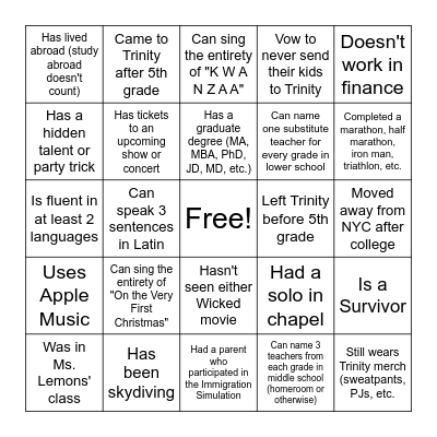 Find someone who... Bingo Card
