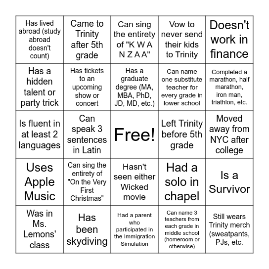 Find someone who... Bingo Card