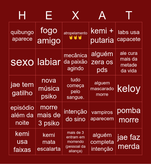 O HEXA VAI TOMBAR Bingo Card
