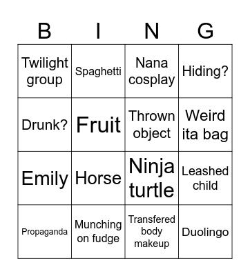 Galaxycon Bingo Card