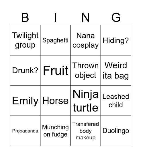 Galaxycon Bingo Card