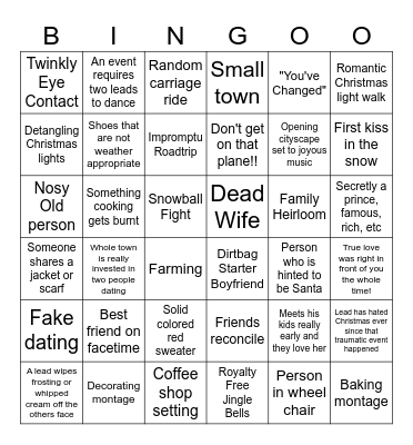Hallmark Movie Bingo Card
