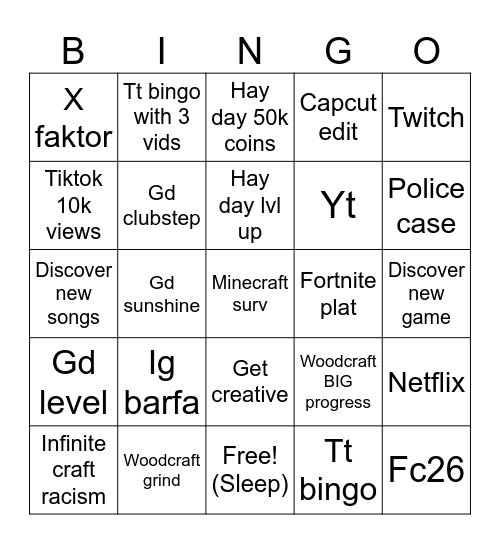 Sigma bingo Card